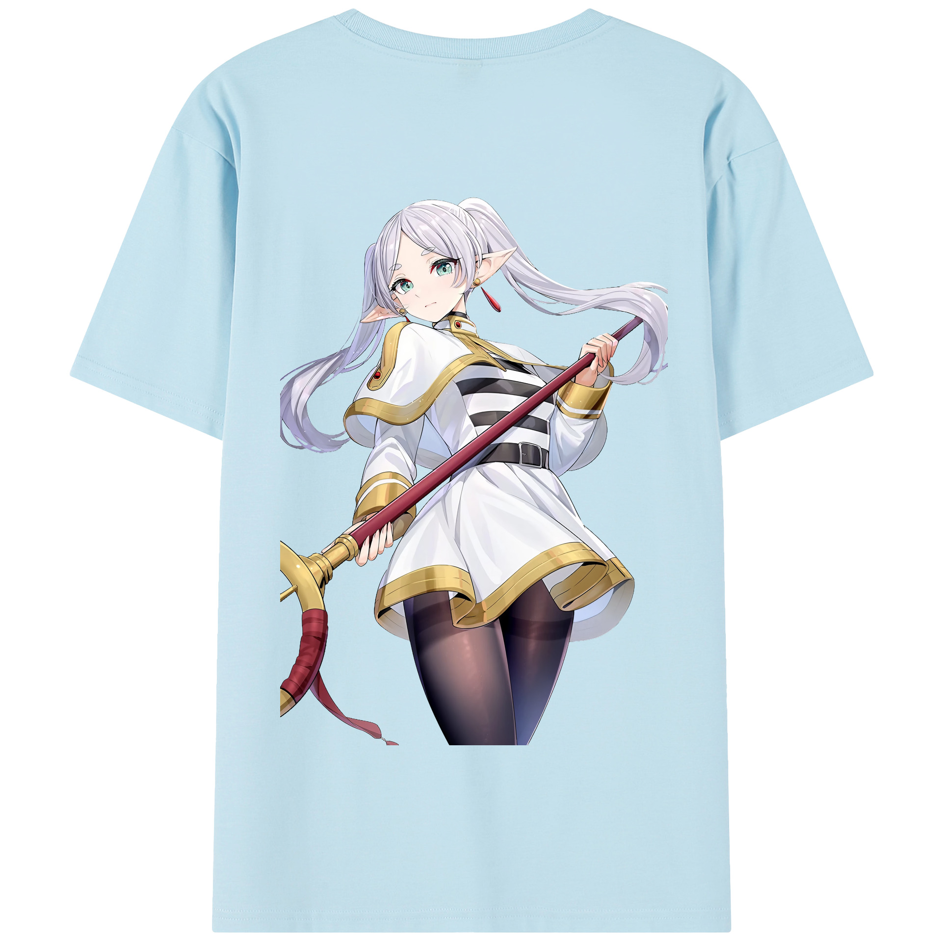 （画像用） 葬送のフリーレン Frieren 綿100％半袖Tシャツ（背面プリント）